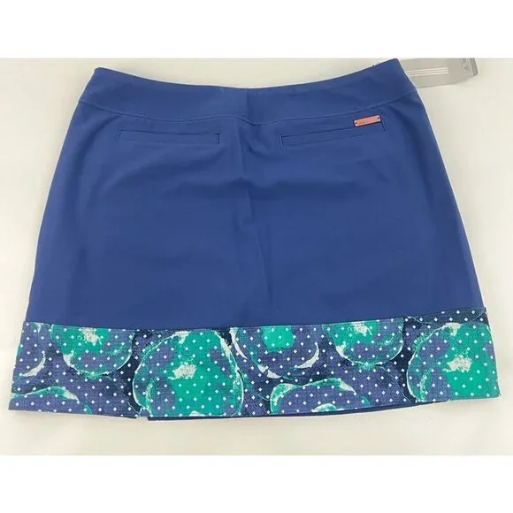 Adidas Golf Womens Floral  Print Hem Skirt Blue Knit Size S - Picture 2 of 11